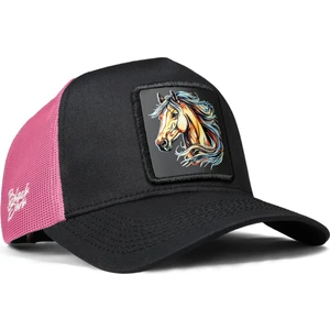 V1 Trucker At - 5 Kod Logolu Unisex Siyah-Pembe Şapka