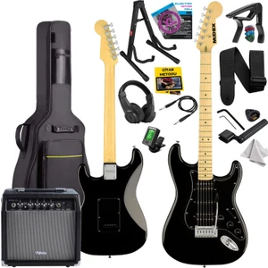 RPH-40BK-35AMP Full Black 35W BT Amfili Elektro Gitar Seti HSH Manyetik Maple Klavye