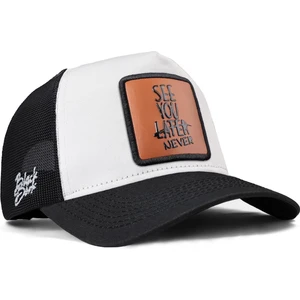 See You Later Never Logolu Siyah-Beyaz Trucker Şapka