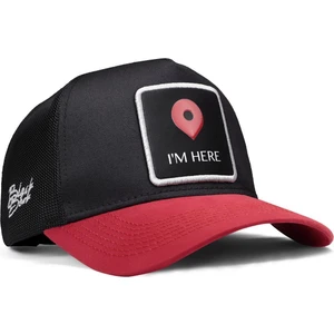 V1 Trucker I'm Here - 1 Kod Logolu Unisex Kırmızı Siperli-Siyah Şapka