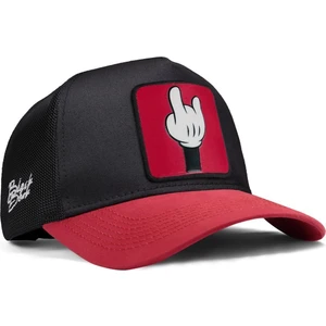 V1 Trucker Parmak - 1 Kod Logolu Unisex Kırmızı Siperli-Siyah Şapka