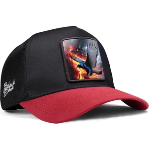 V1 Trucker Karga - 1 Kod Logolu Unisex Kırmızı Siperli-Siyah Şapka
