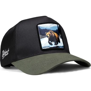 V1 Trucker Ayı - 8bs Kod Logolu Unisex Haki Siperli-Siyah Şapka