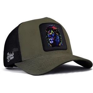 Haki-Siyah Trucker Şapka Aslan Logolu %50 Pamuk %50 Polyester Malzeme