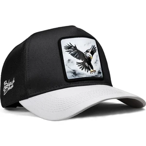 V1 Trucker Kartal - 6 Kod Logolu Unisex Beyaz Siperli-Siyah Şapka
