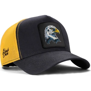 V1 Trucker Kartal - 5sb Kod Logolu Unisex Koyu Antrasit-Sarı Şapka (Cap)