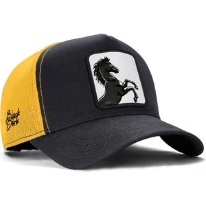 V1 Trucker At - 4 Kod Logolu Unisex Koyu Antrasit-Sarı Şapka (Cap)