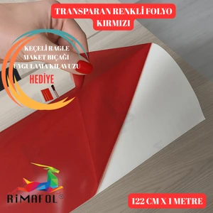 Transparan Renkli Folyo Yapışkanlı Kırmızı 122 cm x 1 Metre