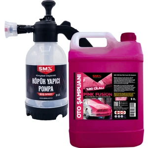 %90 Cilalı Pink Fusion Oto Şampuanı 5 Lt ve 2 Litre Köpük Yapıcı Kimyasal Dayanımlı Basınçlı Pompa