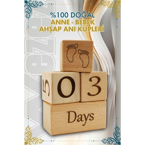 4'lü Doğal Ingilizce Anne Bebek Anı Küpü Seti - Dekoratif Hatıra Seti