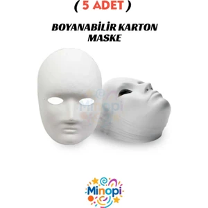 5 Adet, Karton Maske, Boyanabilir, Eğitici Maske Boyama, Etkinlik ve Hobi Maskesi