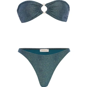 Tokalı Simli Indigo Straplez Bikini
