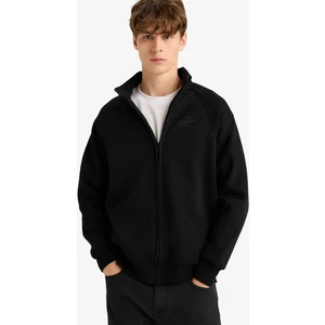 Boxy Fit Dik Yaka Baskılı İçi Yumuşak Tüylü Cepli Fermuarlı Sweatshirt E1367AX25AU