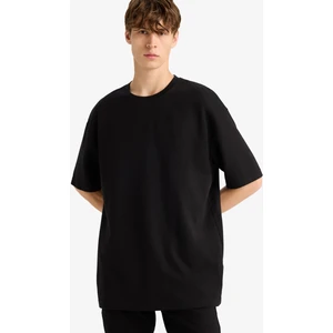 Oversize Geniş Kalıp Bisiklet Yaka Ağır Kumaş Basic Düz Kısa Kollu Tişört E9798AX25AU