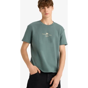 Boxy Fit Bisiklet Yaka Baskılı Kısa Kollu Tişört