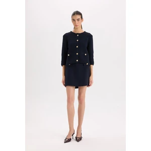 A Kesim Normal Bel Astarlı Tweed Mini Etek B0692AX24AU