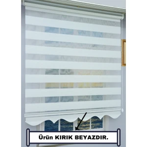 Kırık Beyaz Pliseli Zebra Stor Perde - Eteği Dilimli - Alüminyum Kasa ve Boru