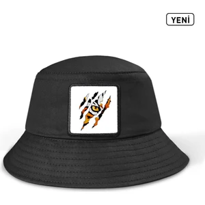 Kaplan Logolu Bucket Siyah Şapka