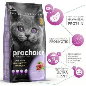 Pro Choice Pro 38 Kitten Kuzu Etli Yavru Kedi Maması 2 Kg