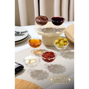 6 Lı Cam Ayaklı Papatya Model Kahve Yanı Lokumluk Kahvaltılık Kase Sunumluk 50ML