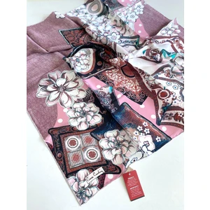 Pierre Cardin Pudra Pembe Karma Desenli Sura İpek Eşarp 4210701 - 311