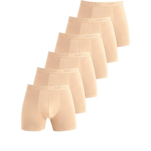 Erkek Ten Rengi Görünmez Boxer 6'lı Paket Iç Göstermeyen Pamuklu Likralı Yumuşak ve Esnek