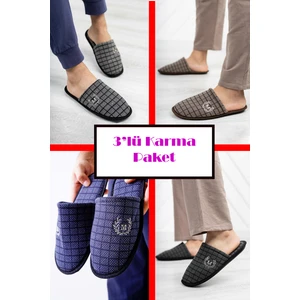 3'lü Paket Ev Terliği Çeyiz Terliği Kışlık Terlik Ses Yapmaz Hafif Taban Taban