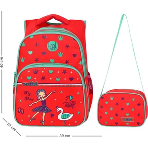 Lisanslı Mercan Balerin Desenli Ilkokul ve Beslenme Çantası 6000