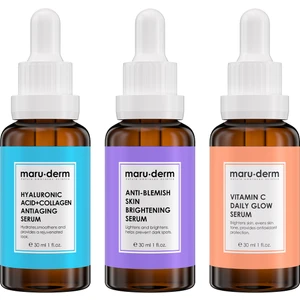 3'lü Serum Seti – Leke Karşıtı, Hyalüronik Asitli Nemlendirici ve C Vitaminli Aydınlatıcı Bakım