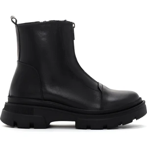 Kadın Siyah Fermuarlı Deri Bot 25WFD360318