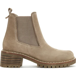 Kadın Bej Kalın Tabanlı Süet Deri Chelsea Bot 25WFD180010