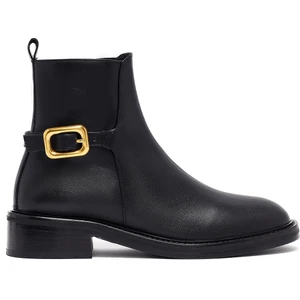 Kadın Siyah Fermuarlı Deri Bot 25WFD153618