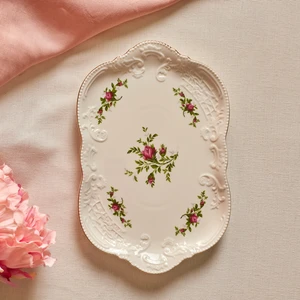 Vintage Rose Kayık Tabak 30 cm Krem