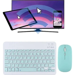 Tüm Cihazlara Uyumlu Akıllı Taşınabilir Şarj Edilebilir Kablosuz Bluetooth Klavye ve Mause Seti