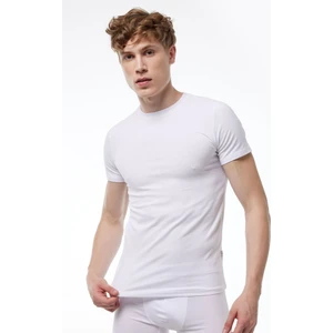 Erkek Beyaz Yuvarlak Yaka Kısa Kollu Modal T-Shirt Body 030