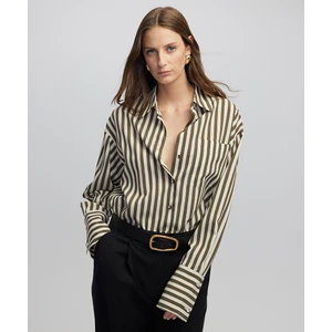 Çizgi Desen Düşük Omuz Gömlek  IW6250025093176