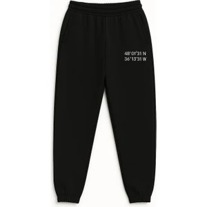 Yüksek Bel Lastikli Baskı Detaylı Eşofman Altı