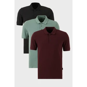Pamuklu Regular Fit Düğmeli Polo Yaka 3'lü Paket T Shirt Erkek T Shirt 5902127S3