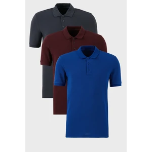 Pamuklu Regular Fit Düğmeli Polo Yaka 3'lü Paket T Shirt Erkek T Shirt 5902127S3