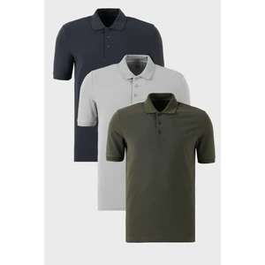 Pamuklu Regular Fit Düğmeli Polo Yaka 3'lü Paket T Shirt Erkek T Shirt 5902127S3