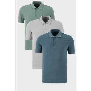 Pamuklu Regular Fit Düğmeli Polo Yaka 3'lü Paket T Shirt Erkek T Shirt 5902127S3