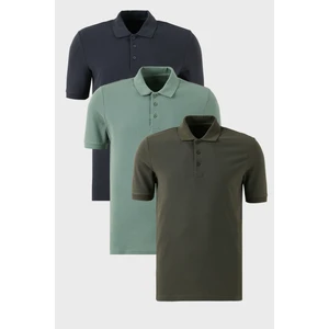 Pamuklu Regular Fit Düğmeli Polo Yaka 3'lü Paket T Shirt Erkek T Shirt 5902127S3