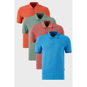Pamuklu Regular Fit Düğmeli Polo Yaka 4'lü Paket T Shirt Erkek T Shirt 5902127S4
