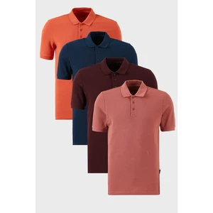 Pamuklu Regular Fit Düğmeli Polo Yaka 4'lü Paket T Shirt Erkek T Shirt 5902127S4