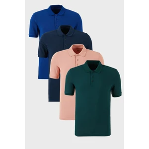 Pamuklu Regular Fit Düğmeli Polo Yaka 5'li Paket T Shirt Erkek T Shirt 5902127S5
