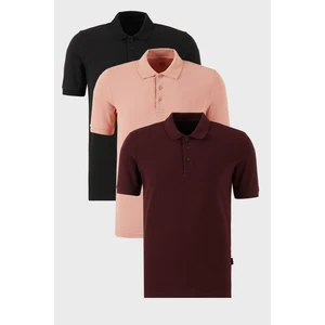 Pamuklu Regular Fit Düğmeli Polo Yaka 3'lü Paket T Shirt Erkek T Shirt 5902127S3