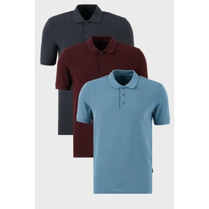 Pamuklu Regular Fit Düğmeli Polo Yaka 3'lü Paket T Shirt Erkek T Shirt 5902127S3