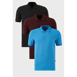 Pamuklu Regular Fit Düğmeli Polo Yaka 3'lü Paket T Shirt Erkek T Shirt 5902127S3