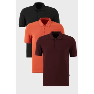 Pamuklu Regular Fit Düğmeli Polo Yaka 3'lü Paket T Shirt Erkek T Shirt 5902127S3