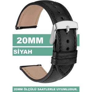 20mm Fossil-Welder-Wesse-Casio-Armani-Omega-Seiko-Tissot Saat Uyumlu Deri Saat Kordonu Kayışı MR2